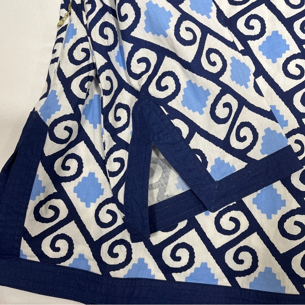 TRACY NEGOSHIAN Women Navy White Geometric V-neck Tunic Size Small - Picture 5 of 10